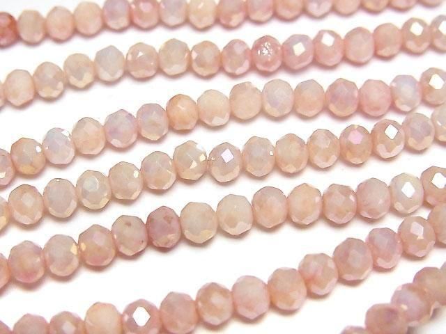 Glasperlen Facettierte Knopf-Rondelle 4x4x3.5mm Pink x Gelb AB 1 Strang Perlen (ca. 15 Zoll/38 cm)