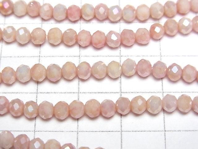 Glasperlen Facettierte Knopf-Rondelle 4x4x3.5mm Pink x Gelb AB 1 Strang Perlen (ca. 15 Zoll/38 cm)