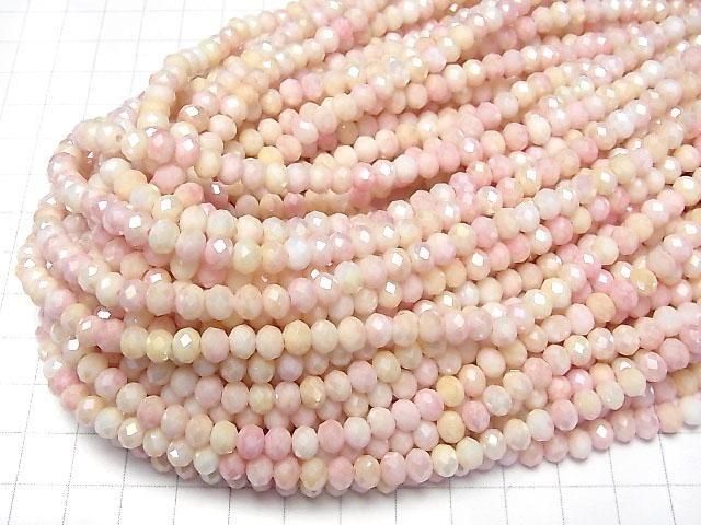 Glasperlen Facettierte Knopf-Rondelle 6x6x4.5mm Pink x Gelb AB 1 Strang Perlen (ca. 16 Zoll/39 cm)