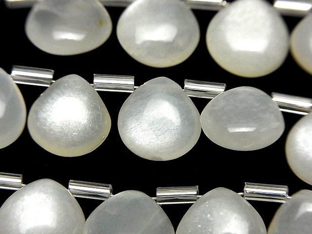 High Quality White Moonstone AAA- Chestnut (Smooth) 10x10mm half or 1strand beads (18pcs)