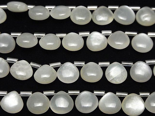 Hochwertiger weißer Mondstein AAA- Kastanie (glatt) 10x10mm Halb- oder 1Strang-Perlen (18 Stück)