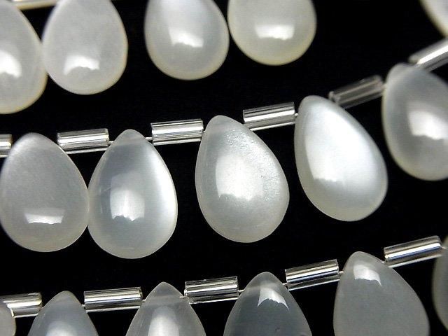 High Quality White Moonstone AAA- Pear shape (Smooth) 12x8mm half or 1strand beads (18pcs)