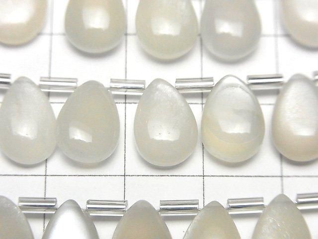 High Quality White Moonstone AAA- Pear shape (Smooth) 12x8mm half or 1strand beads (18pcs)