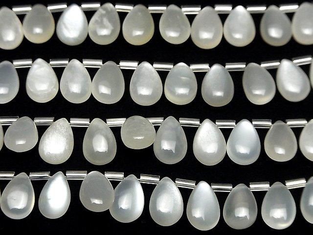 Hochwertiger weißer Mondstein AAA- Tropfenform (glatt) 12x8mm Halb- oder 1Strang-Perlen (18 Stück)