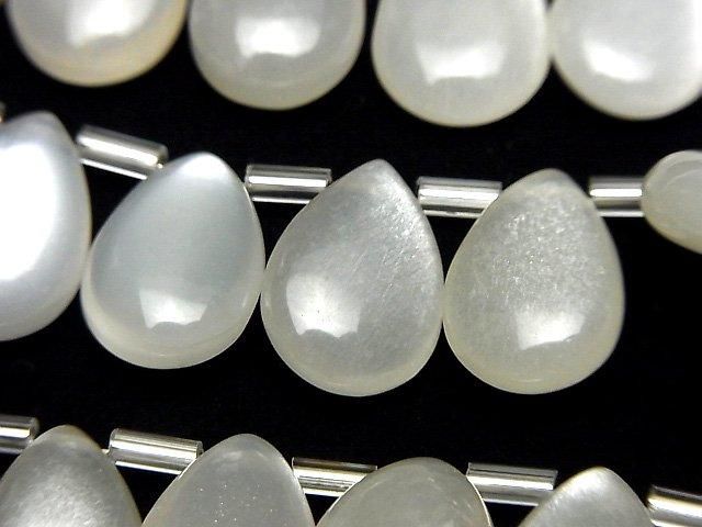 High Quality White Moonstone AAA- Pear shape (Smooth) 14x10mm half or 1strand beads (18pcs)