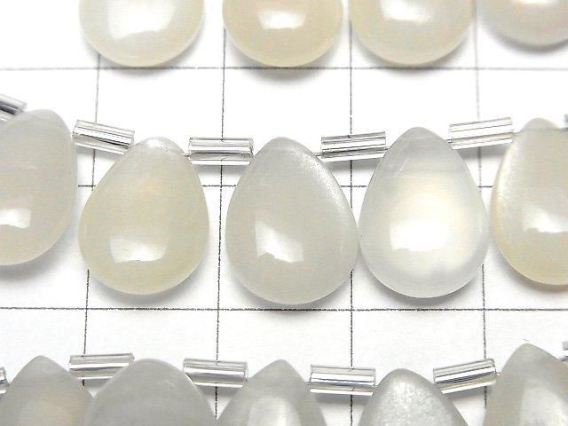 High Quality White Moonstone AAA- Pear shape (Smooth) 14x10mm half or 1strand beads (18pcs)