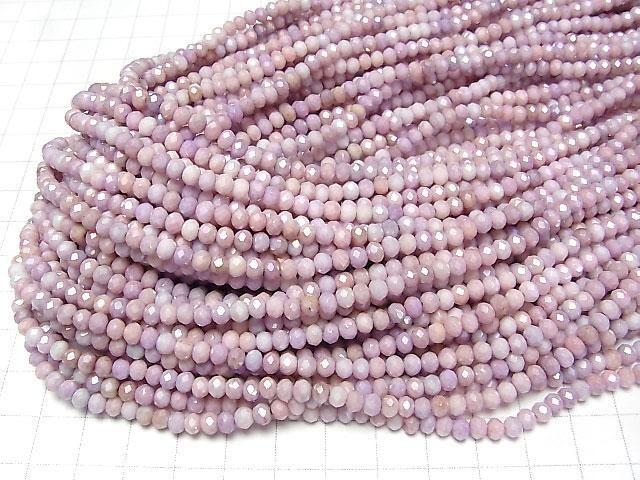 Glasperlen facettierte Knopf-Rondelle 4,5x4,5x3,5mm Rosa x Lila AB 1Strang Perlen (ca. 16 Zoll/40 cm)