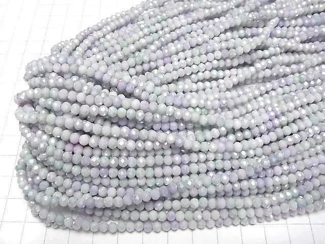 Glasperlen facettierte Knopf-Rondelle 4x4x3,5mm Grün x Rosa AB 1Strang Perlen (ca. 15 Zoll/38 cm)