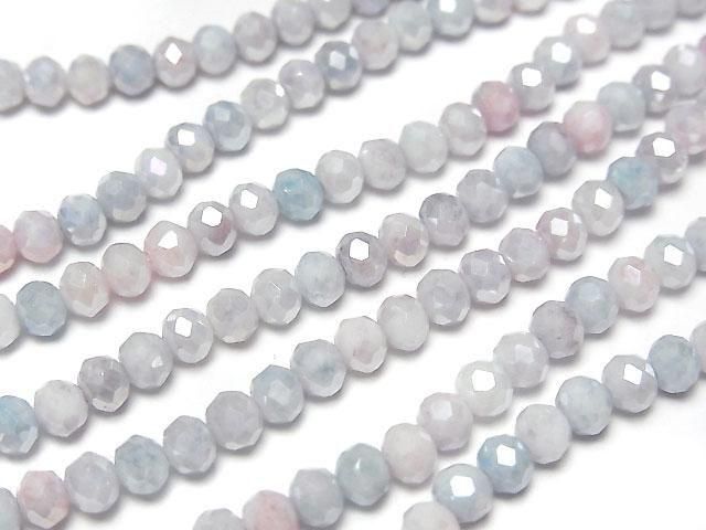 Glasperlen facettierte Knopf-Rondelle 4x4x3,5mm Blau x Rosa AB 1Strang Perlen (ca. 15 Zoll/38 cm)