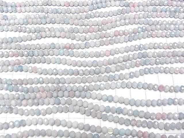 Glasperlen facettierte Knopf-Rondelle 4x4x3,5mm Blau x Rosa AB 1Strang Perlen (ca. 15 Zoll/38 cm)