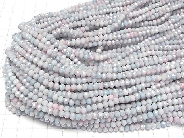 Glasperlen facettierte Knopf-Rondelle 4x4x3,5mm Blau x Rosa AB 1Strang Perlen (ca. 15 Zoll/38 cm)