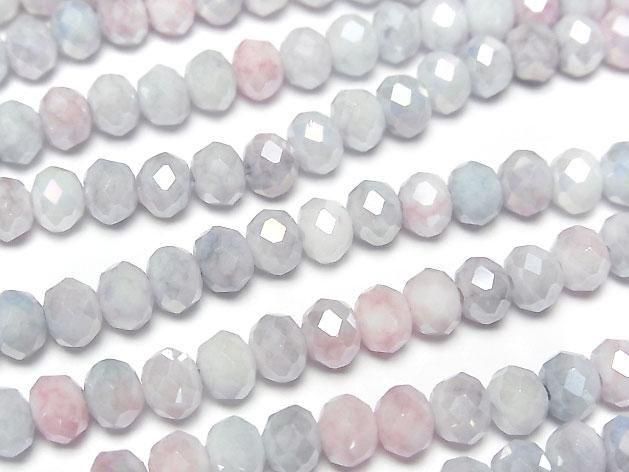 Glasperlen facettierte Knopf-Rondelle 6x6x5mm Blau x Rosa AB 1Strang Perlen (ca. 15 Zoll/37 cm)