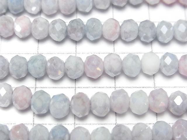 Glasperlen facettierte Knopf-Rondelle 6x6x5mm Blau x Rosa AB 1Strang Perlen (ca. 15 Zoll/37 cm)