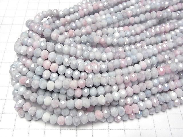 Glasperlen facettierte Knopf-Rondelle 6x6x5mm Blau x Rosa AB 1Strang Perlen (ca. 15 Zoll/37 cm)