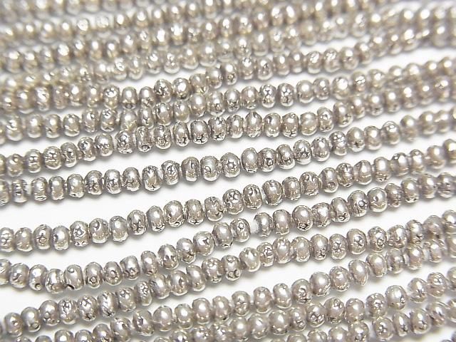 Karen Silver Patterned Rondelle Beads 2x2x1.5mm 1/8 or 1-strand (approx. 27inch/68cm)