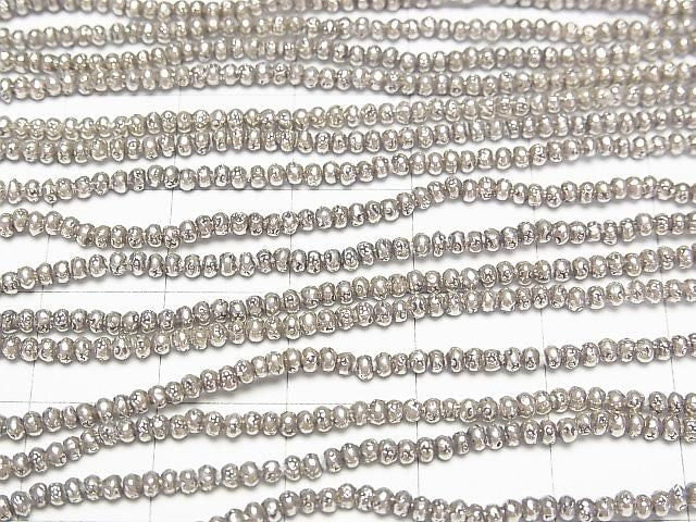 Karen Silver Patterned Rondelle Beads 2x2x1.5mm 1/8 or 1-strand (approx. 27inch/68cm)