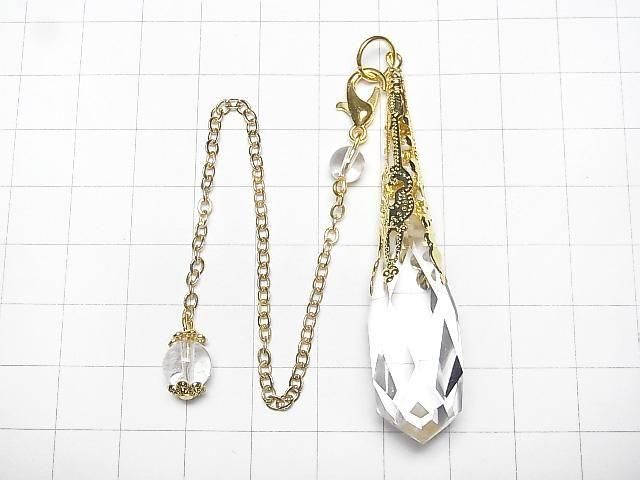 Kristall AAA Pendel 65x14x14mm mit Kette Goldfarbe 1Stück
