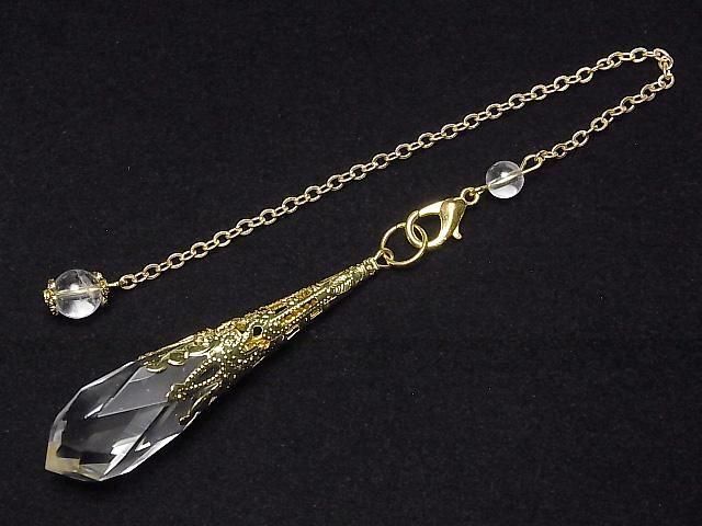 Kristall AAA Pendel 65x14x14mm mit Kette Goldfarbe 1Stück