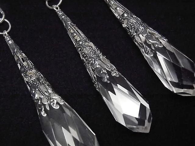 Kristall AAA Pendel 65x14x14mm mit Kette Silberfarbe 1Stück