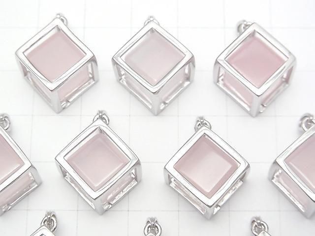 Rosenquarz AAA- Würfel Anhänger 20x20mm Silber925 1 Stück
