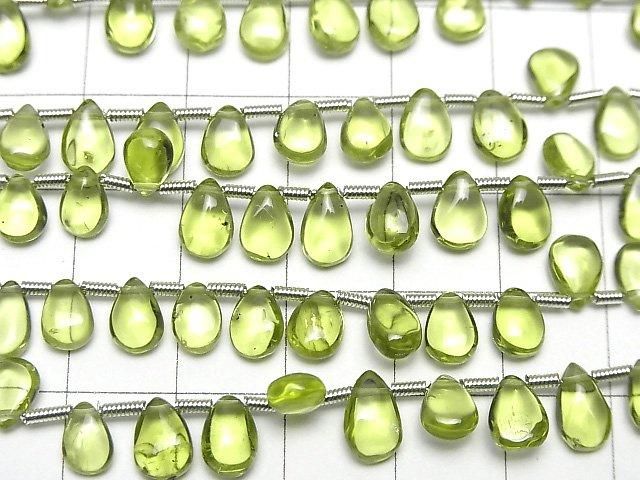Hochwertiger Peridot AAA Birnenform (Glatt) halbe oder 1 Strang Perlen (ca. 18cm/7 Zoll)