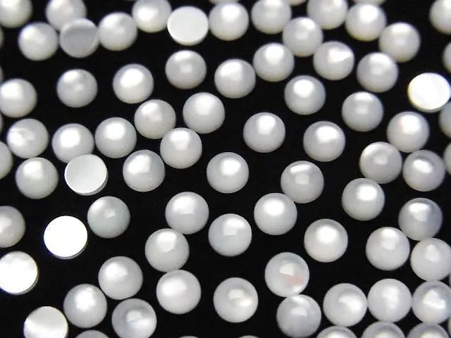 High Quality White Shell (Silver-lip Oyster) AAA Round Cabochon 3x3mm 5pcs