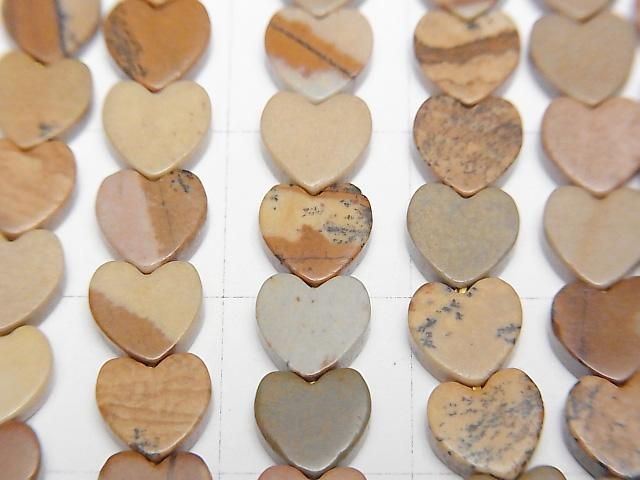 Picture Jasper Vertical Hole Heart 6x6mm 1strand beads (aprx.15inch/36cm)