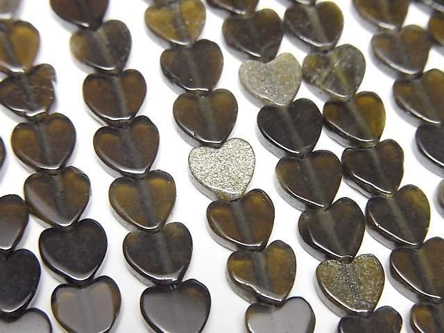 Golden Obsidian Vertical Hole Heart 6x6mm 1strand beads (aprx.15inch/36cm)