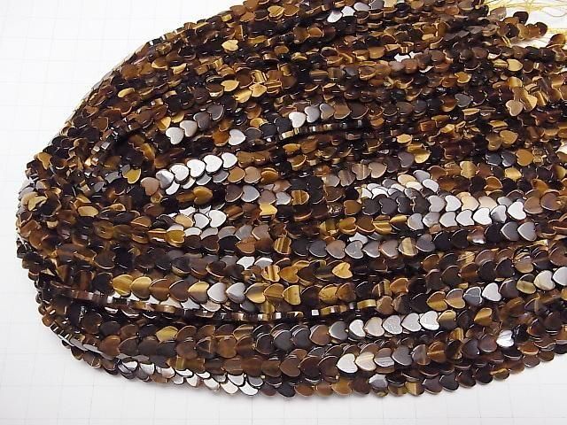 Gelber Tigerauge AA++ Vertikales Loch Herz 6x6mm 1 Strang Perlen (ca. 36cm/15 Zoll)