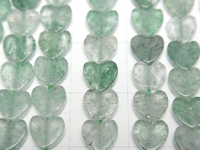 Green Abercrombie Vertical Hole Heart 6x6mm 1strand beads (aprx.15inch/36cm)