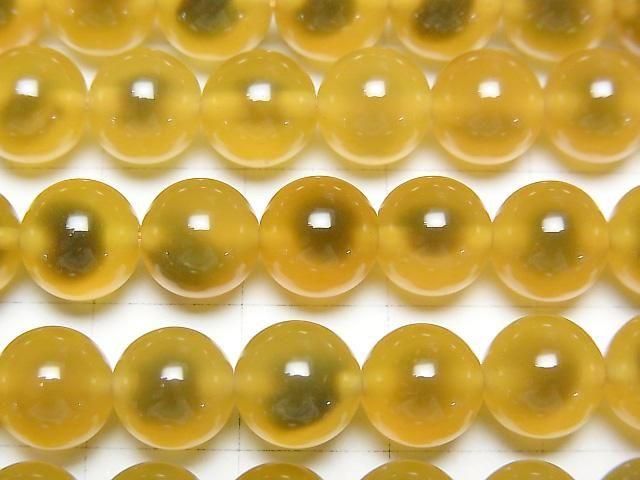 Yellow color Tapioca Agate Round 8mm 1strand beads (aprx.15inch/36cm)