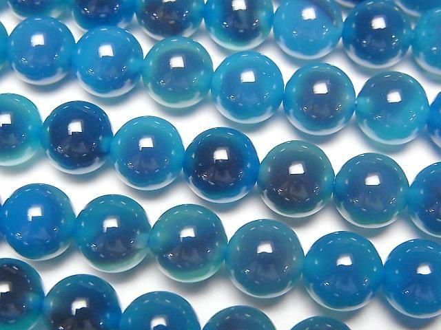 Blue color Tapioca Agate Round 8mm 1strand beads (aprx.15inch/36cm)