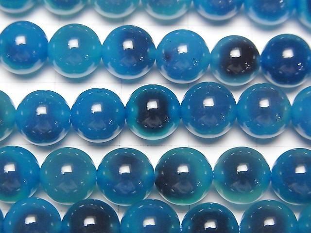 Blue color Tapioca Agate Round 8mm 1strand beads (aprx.15inch/36cm)