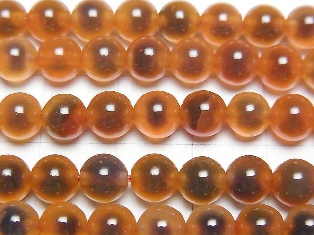 Orange color Tapioca Agate Round 6mm 1strand beads (aprx.14inch/35cm)