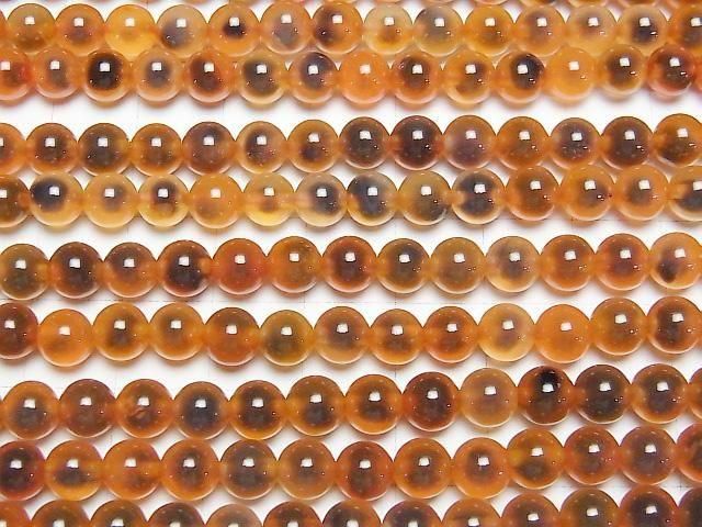 Orange Farbe Tapioka Achat Rund 6mm 1Strang Perlen (ca. 14 Zoll/35 cm)
