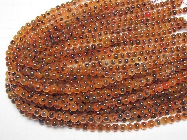 Orange Farbe Tapioka Achat Rund 6mm 1Strang Perlen (ca. 14 Zoll/35 cm)