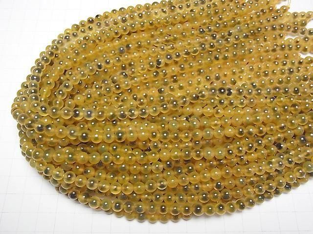 Gelbe Farbe Tapioka Achat Rund 6mm 1Strang Perlen (ca. 14 Zoll/35 cm)