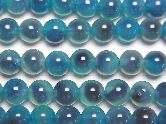 Blue color Tapioca Agate Round 6mm 1strand beads (aprx.14inch/35cm)
