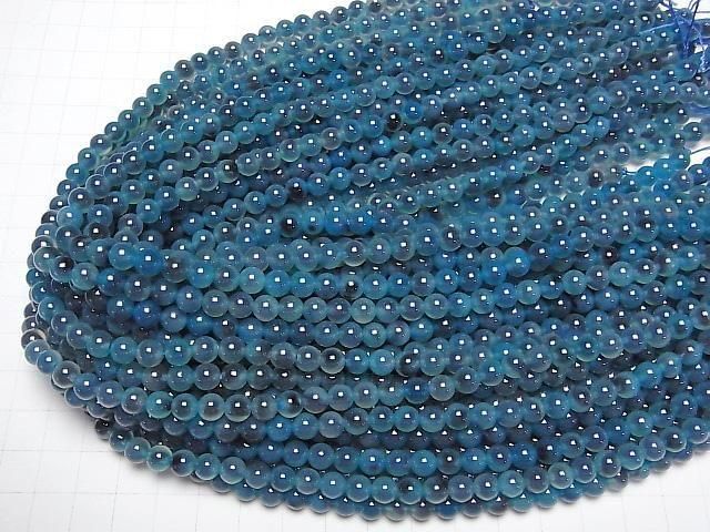 Blaue Farbe Tapioka Achat Rund 6mm 1Strang Perlen (ca. 14 Zoll/35 cm)