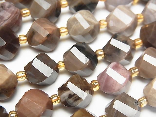 High Quality! Petrified Wood Twist x Multiple Facets 10x9x9mm 1strand beads (aprx.15inch/36cm)
