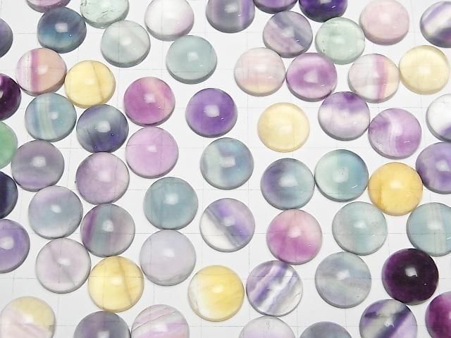 Mehrfarbiger Fluorit AAA Rund Cabochon 12x12mm 4Stück