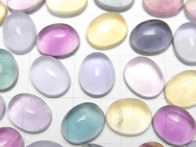 Multicolor Fluorite AAA Oval Cabochon 10x8mm 5pcs