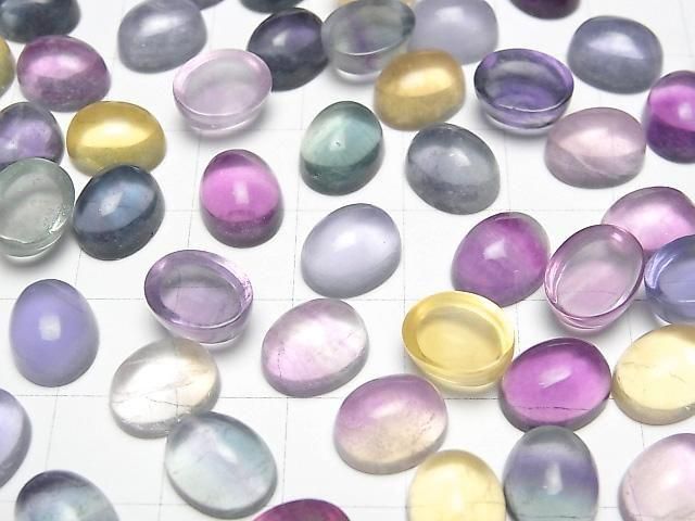 Mehrfarbiger Fluorit AAA Oval Cabochon 10x8mm 5Stück