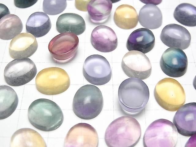 Mehrfarbiger Fluorit AAA Oval Cabochon 12x10mm 4Stück