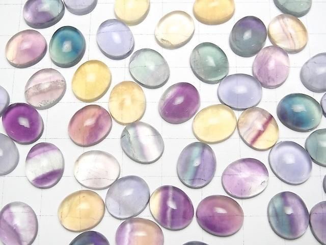 Mehrfarbiger Fluorit AAA Oval Cabochon 12x10mm 4Stück