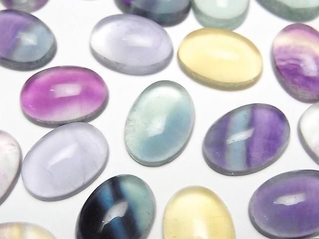 Multicolor Fluorite AAA Oval Cabochon 14x10mm 4pcs