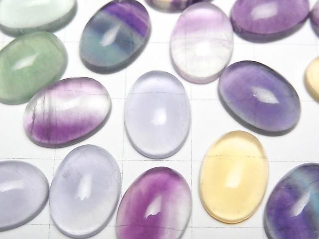 Multicolor Fluorite AAA Oval Cabochon 14x10mm 4pcs