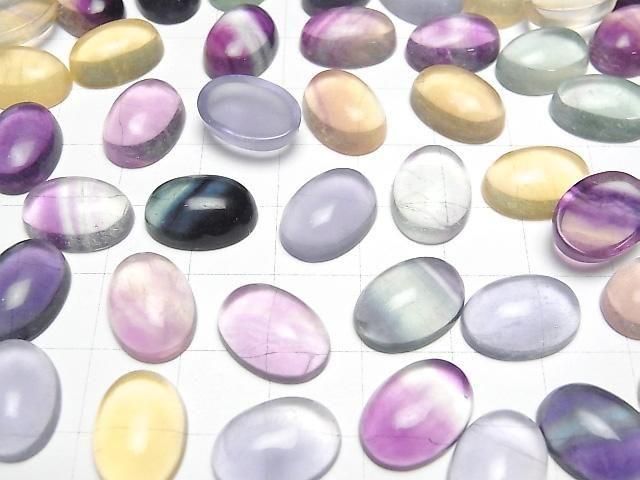 Mehrfarbiger Fluorit AAA Oval Cabochon 14x10mm 4Stück