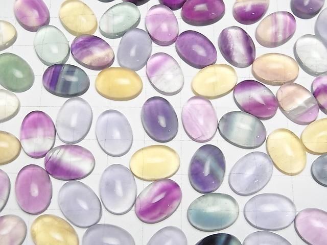 Mehrfarbiger Fluorit AAA Oval Cabochon 14x10mm 4Stück
