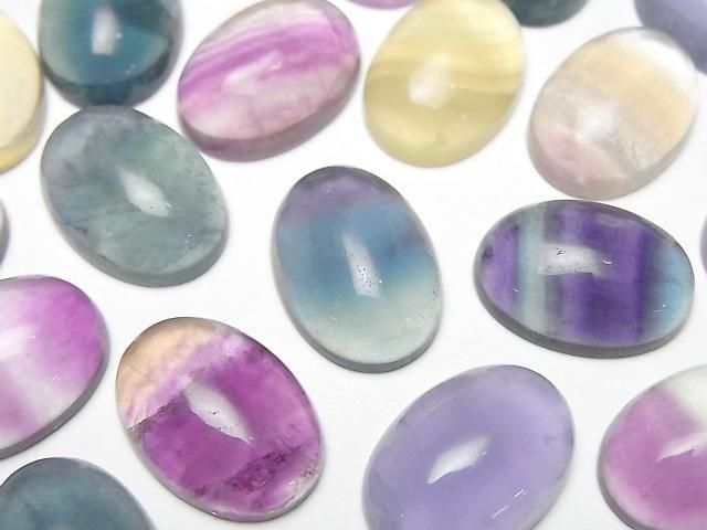 Multicolor Fluorite AAA Oval Cabochon 18x13mm 3pcs